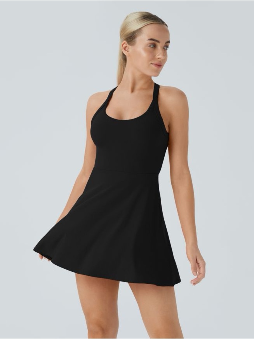 NEW Halara SoftlyZero Airy Backless Twisted Active Dress in Black - Size L